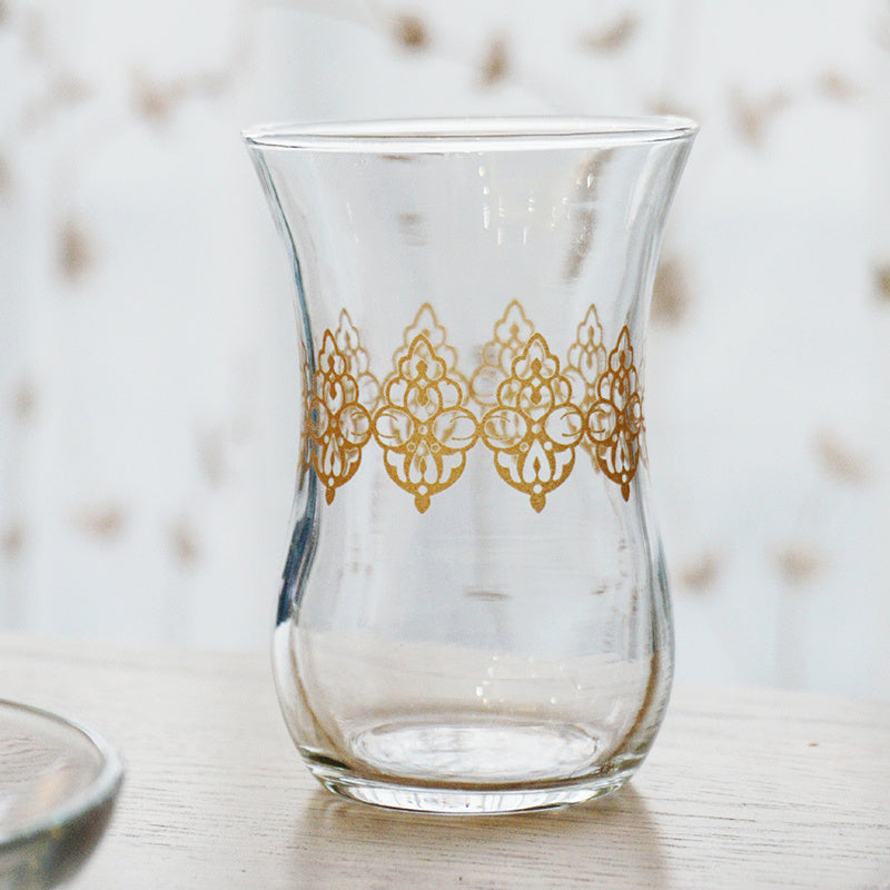 Applique Pattern Tulip Glass Dish Tea Set