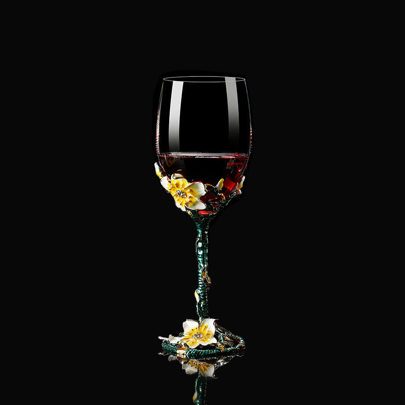 European style enamel red wine glass