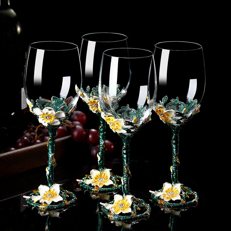 European style enamel red wine glass