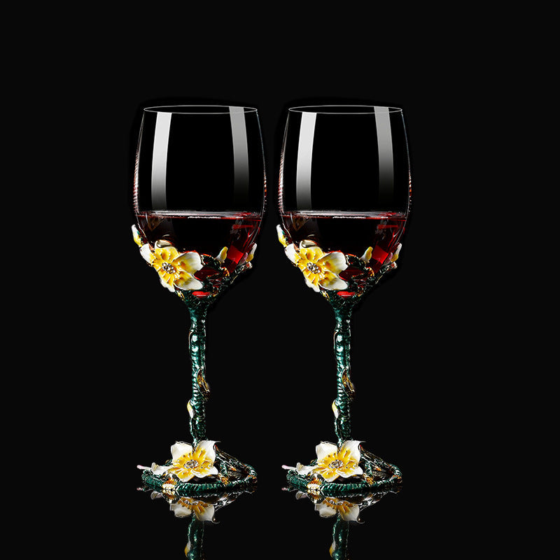 European style enamel red wine glass