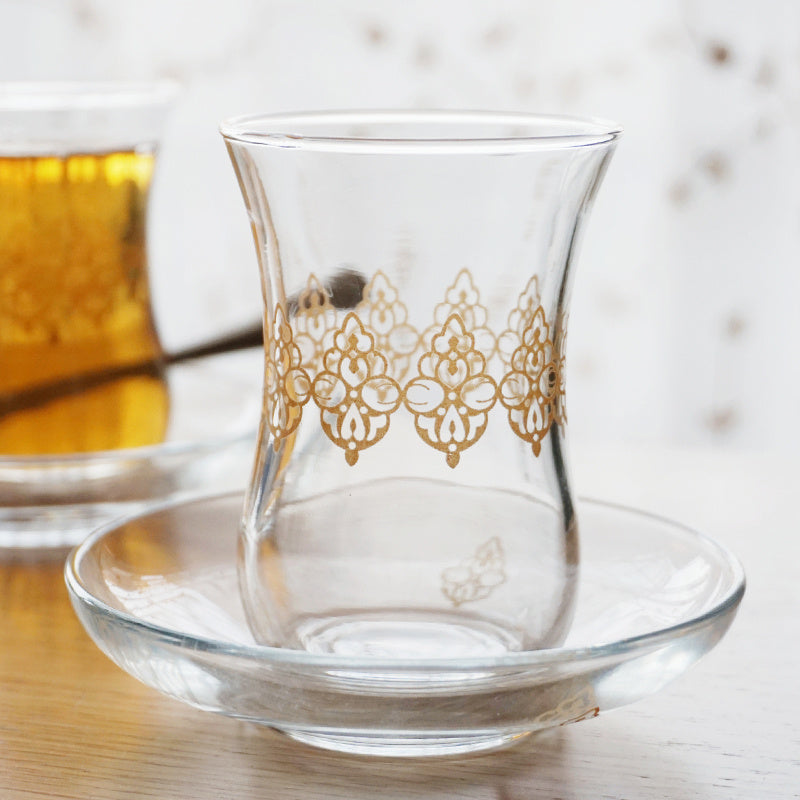 Applique Pattern Tulip Glass Dish Tea Set