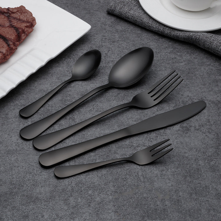 Black Stainless Steel Western Cutlery Spoon Set
