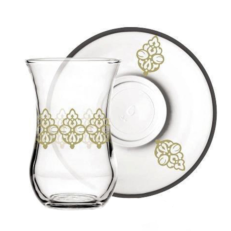 Applique Pattern Tulip Glass Dish Tea Set