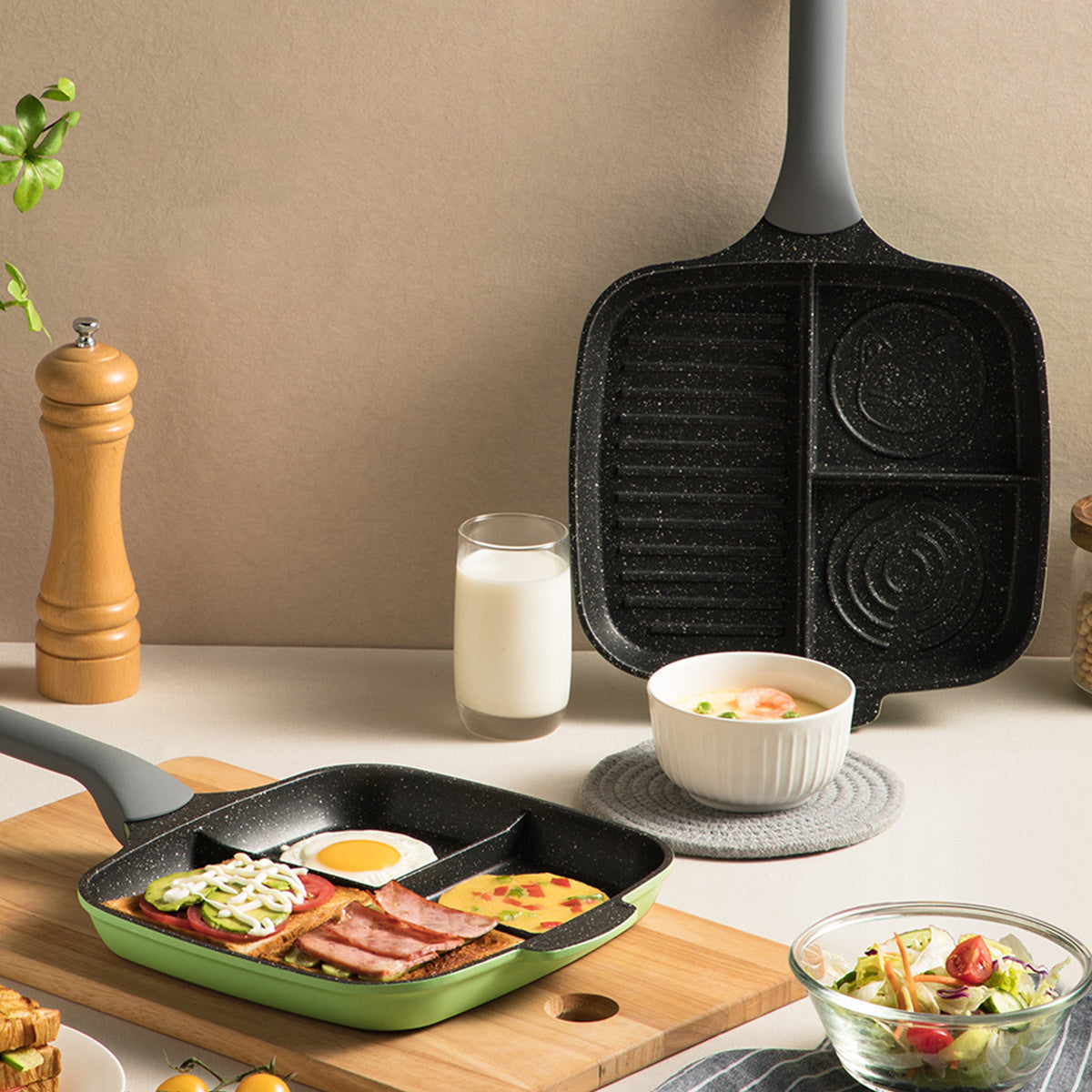 Bamboo Bluestone Breakfast Omelette Pan